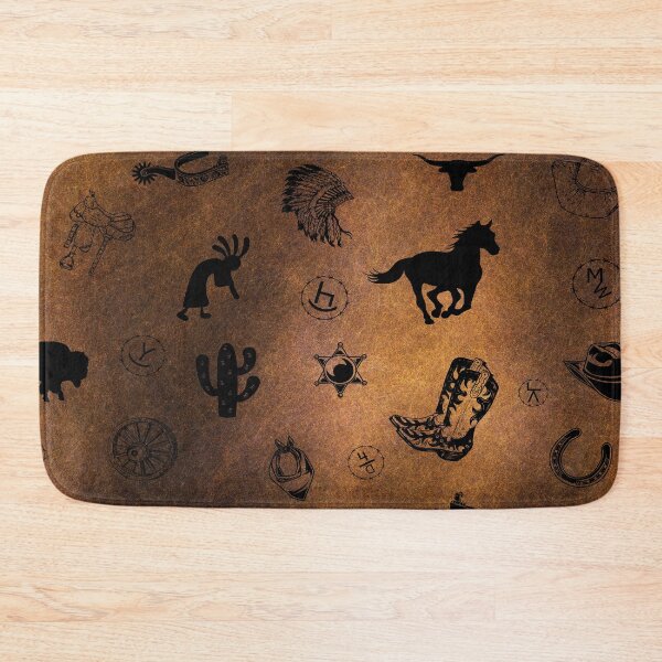 Item preview, Western Style Pattern With Cattle Brands Rustic Dark Brown And Black Background designed and sold by handsoftime2020.