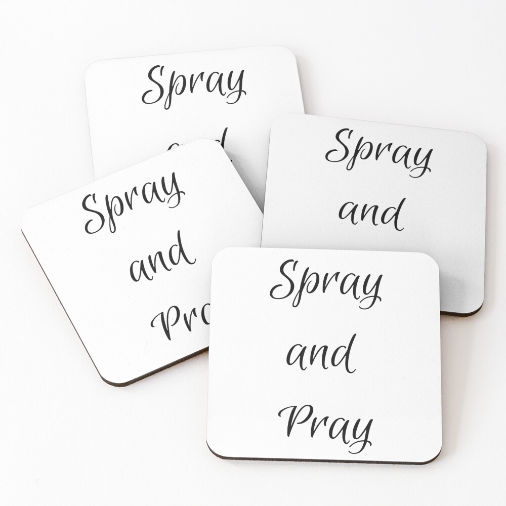 Spray and Pray Coasters (Set of 4) - programmer humor design by HackerLooks