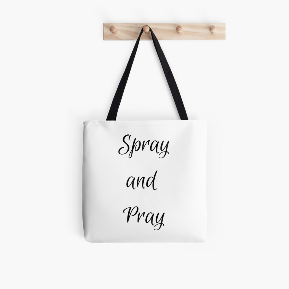 Spray and Pray All Over Print Tote Bag - programmer humor design by HackerLooks