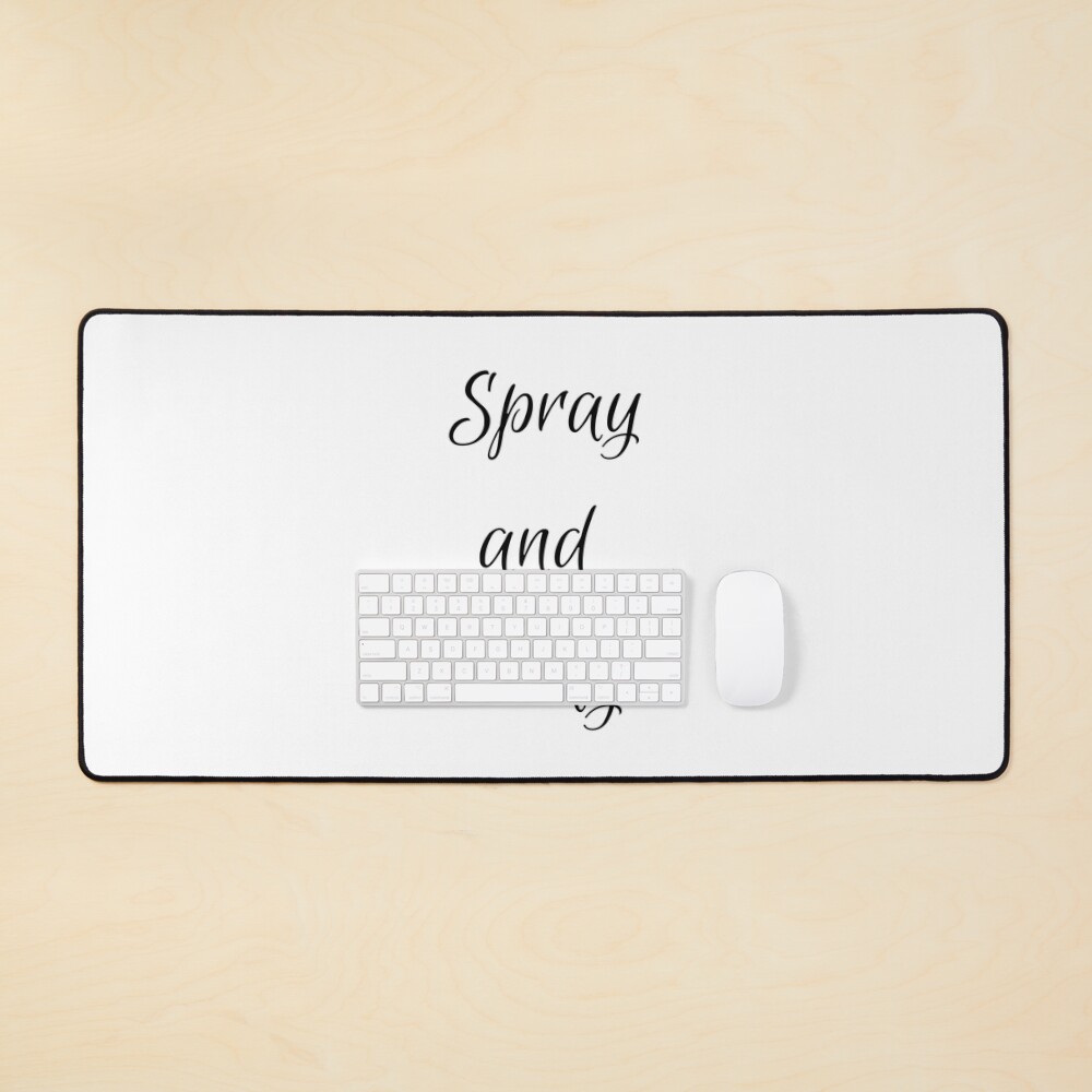 Spray and Pray Desk Mat - programmer humor design by HackerLooks