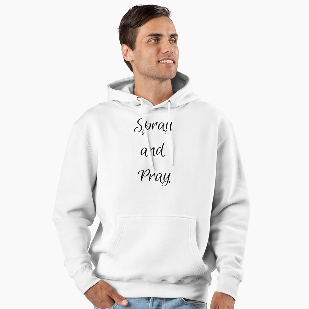Spray and Pray Pullover Hoodie - programmer humor design by HackerLooks