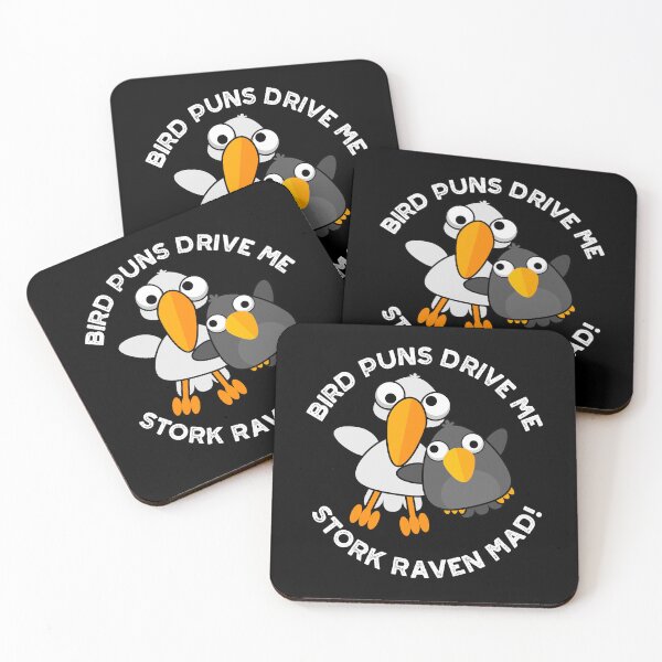 Item preview, Bird Puns Drive Us Stork Raven Mad Funny Puns (Dark BG) designed and sold by punnybone.