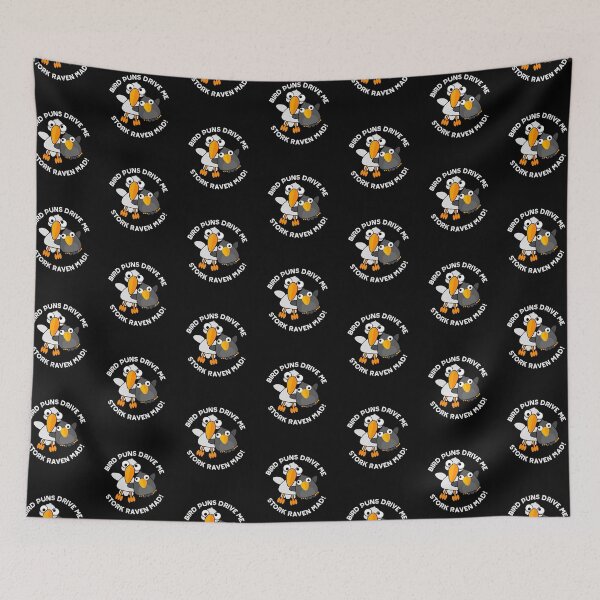 Item preview, Bird Puns Drive Us Stork Raven Mad Funny Puns (Dark BG) designed and sold by punnybone.
