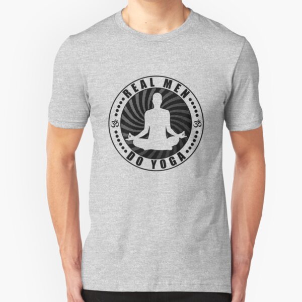 Real Men Do Yoga T-Shirt Design. Slim Fit T-Shirt