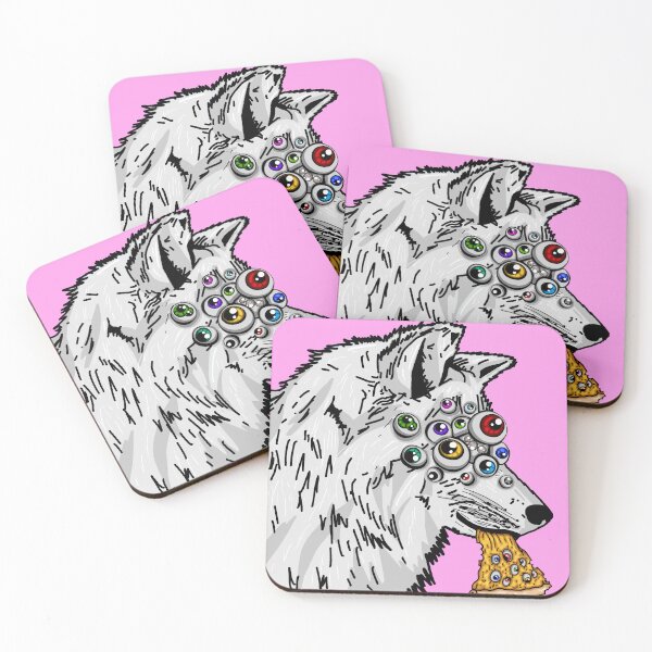 Aperçu de l'œuvre Loup blanc aux yeux écarquillés - Amateur de pizza créée et vendue par Twaingrant.