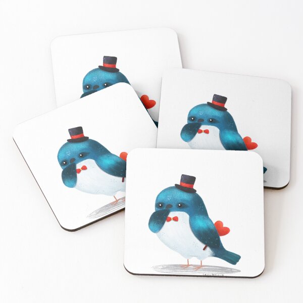 Item preview, Tree Swallow Bird with a heart and a hat designed and sold by julianamotzko.