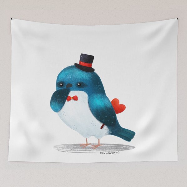Item preview, Tree Swallow Bird with a heart and a hat designed and sold by julianamotzko.