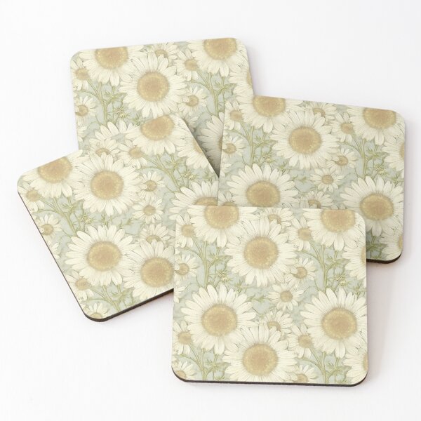 Item preview, Antique Vintage White Ivory Daisy Floral Illustration  designed and sold by VintageFlorals.