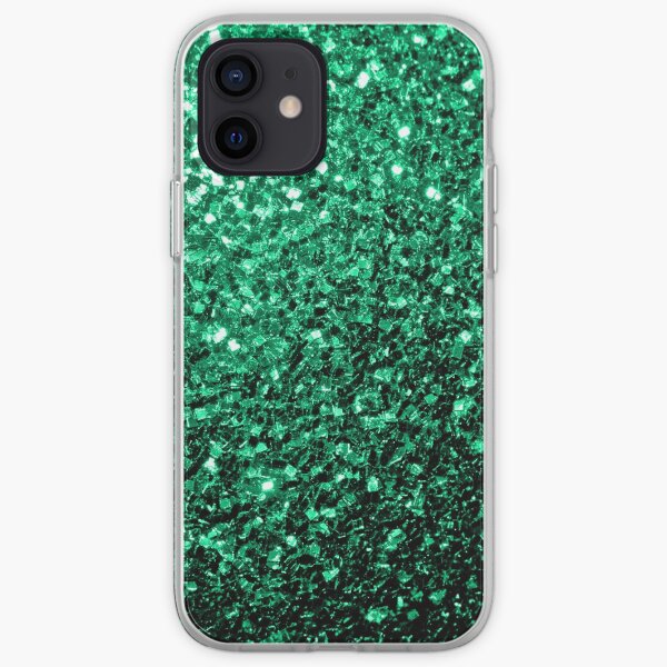 Beautiful Emerald Green faux glitter sparkles iPhone Soft Case