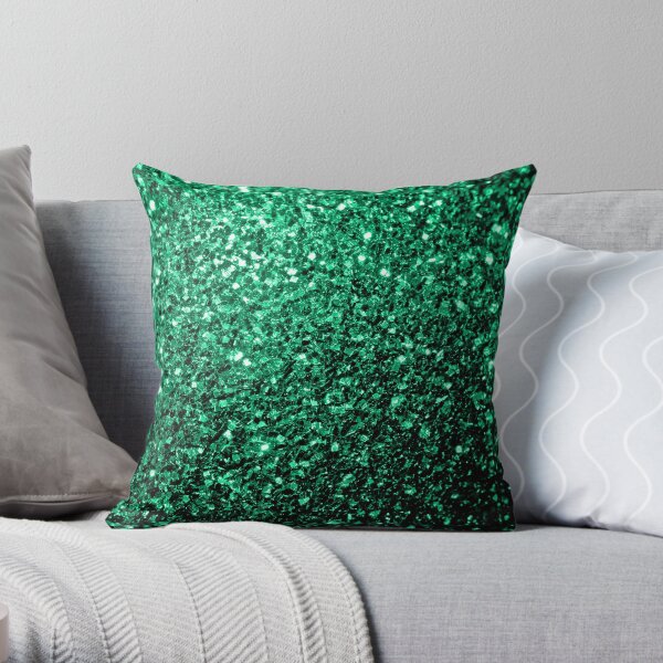 Beautiful Emerald Green glitter sparkles Throw Pillow