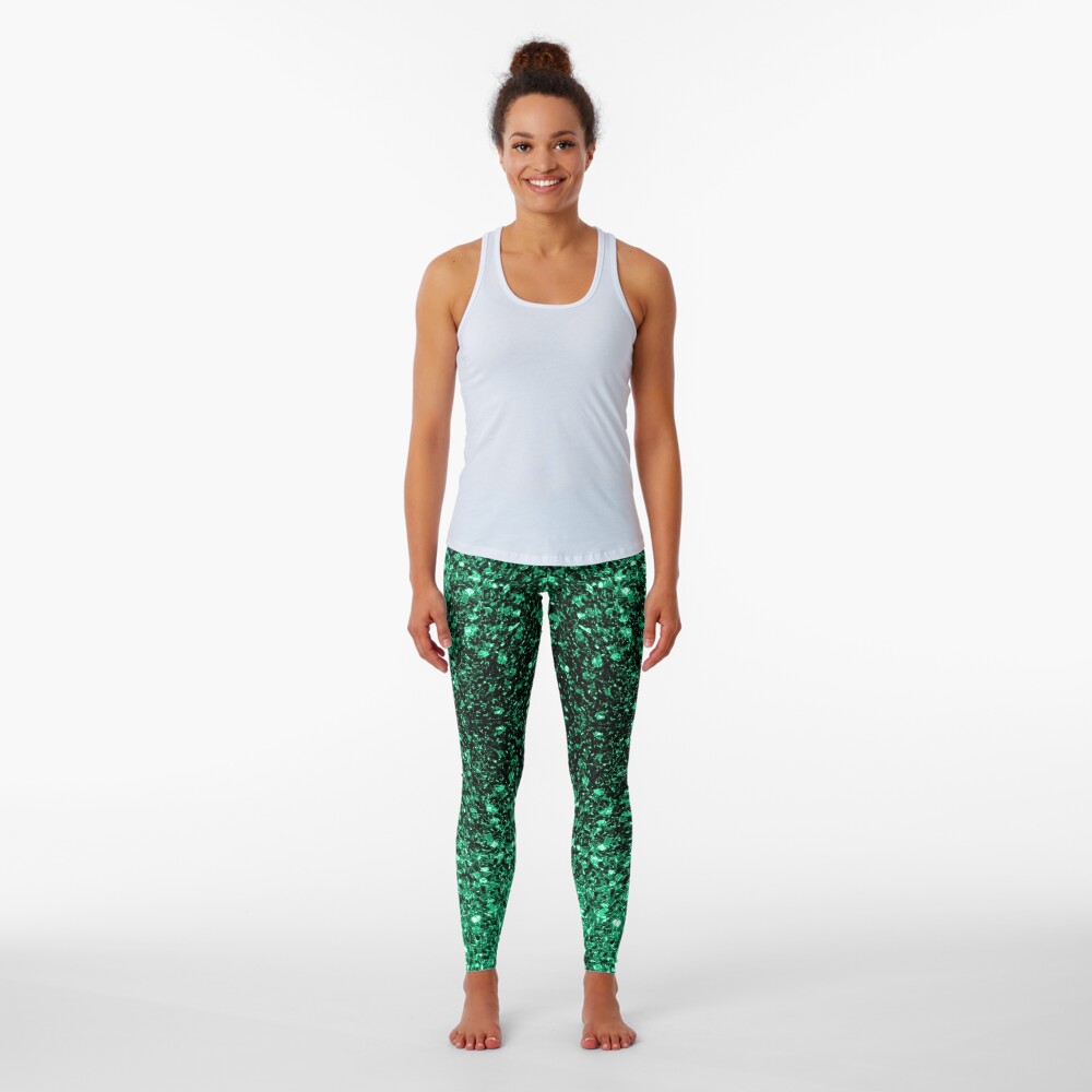 "Emerald Green faux glitter sparkles" Leggings for Sale by PLdesign ...