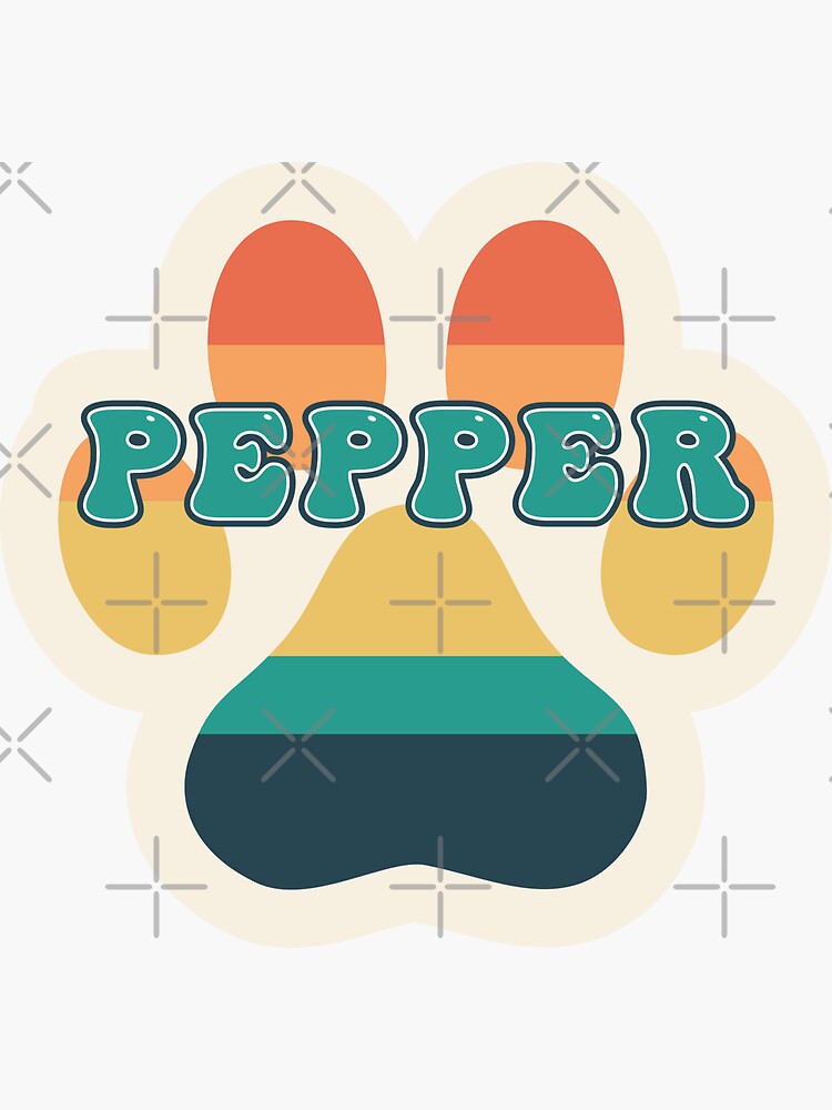 "Pepper Dog Name Vintage Sunset Paw Prints on Cream Pepper Dog Name