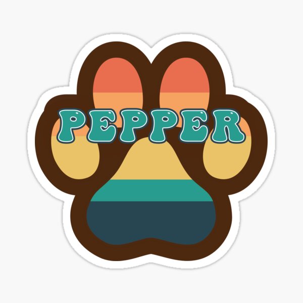 "Pepper Dog Name Vintage Sunset Paw Prints on Brown Pepper Dog Name