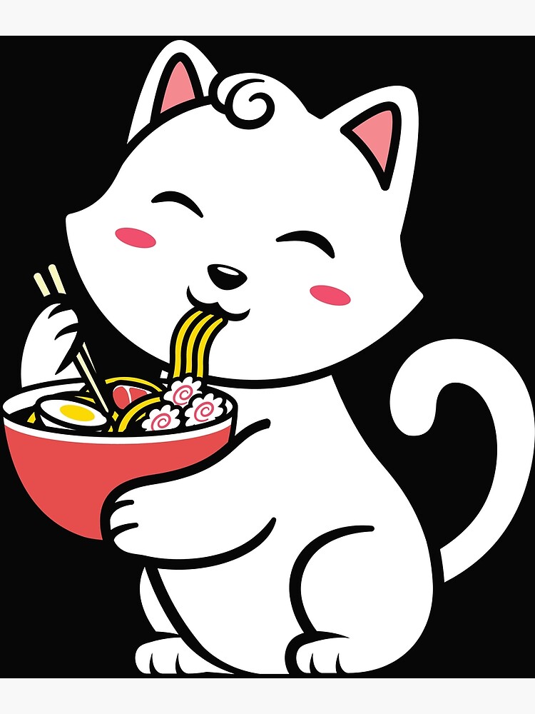 Cute Kawaii Cat Eating Ramen Poster For Sale By Vuhieustore Redbubble 1146