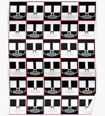 Red Rectangle Skull Pattern Poster
