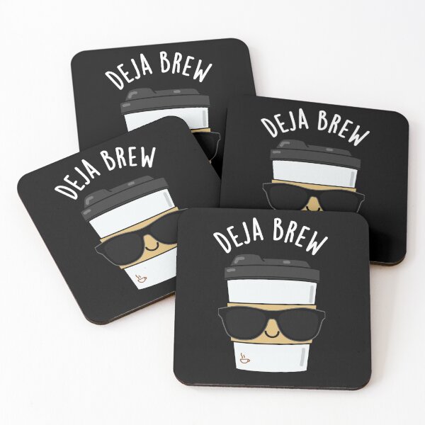 Item preview, Deja Brew Funny Coffee Puns (Dark BG) designed and sold by punnybone.