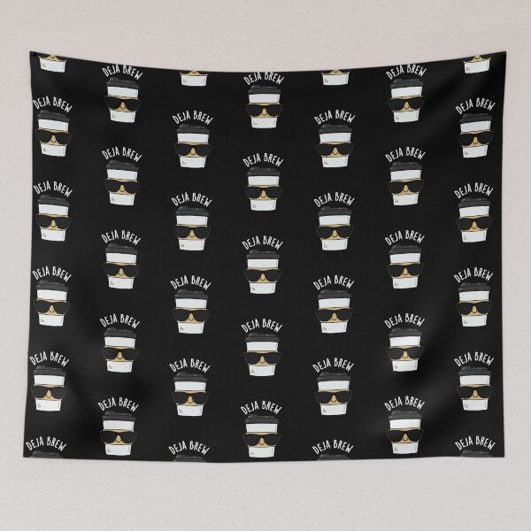 Item preview, Deja Brew Funny Coffee Puns (Dark BG) designed and sold by punnybone.