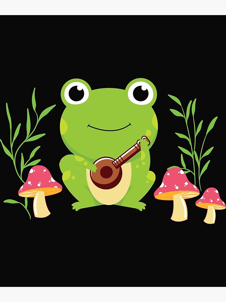 Cute Kawaii Frog with Mushroom