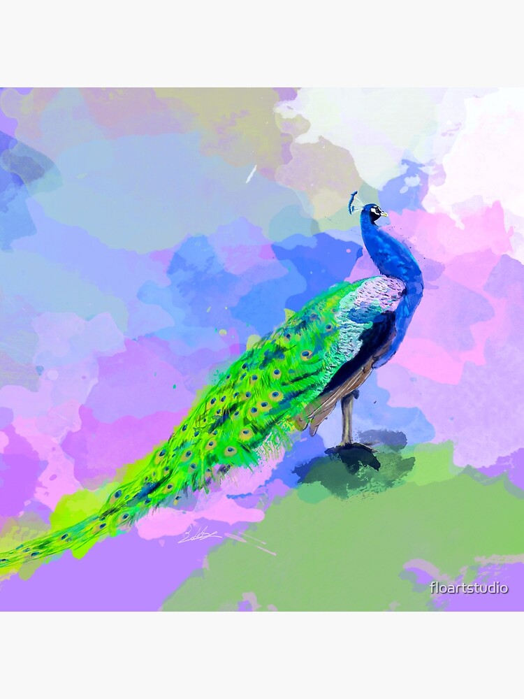 Peacock Dream - peacock painting, animal illustration, colorful by floartstudio