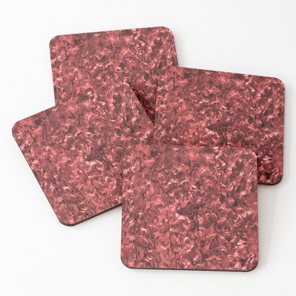 Abalone Shell | Paua Shell | Seashell Patterns | Sea Shells | Red Tint | Coasters (Set of 4)
