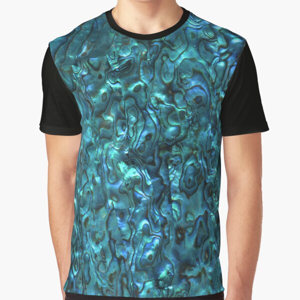 Abalone Shell | Paua Shell | Seashell Patterns | Sea Shells | Cyan Blue Tint | Graphic T-Shirt