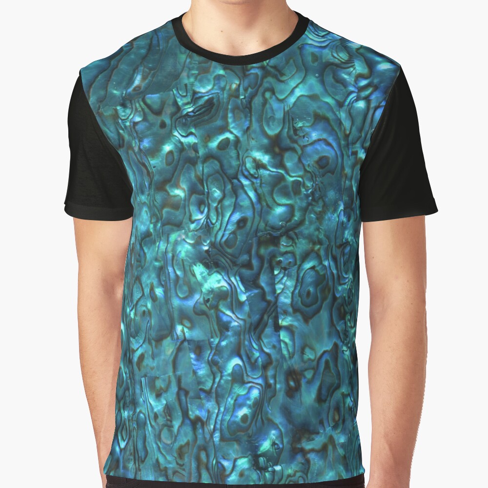Abalone Shell | Paua Shell | Seashell Patterns | Sea Shells | Cyan Blue Tint | Graphic T-Shirt