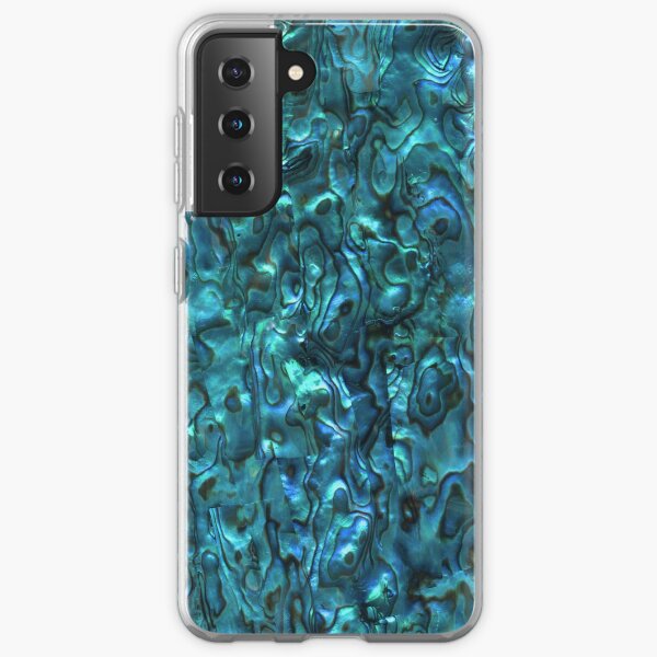 Abalone Shell | Paua Shell | Seashell Patterns | Sea Shells | Cyan Blue Tint | Samsung Galaxy Soft Case