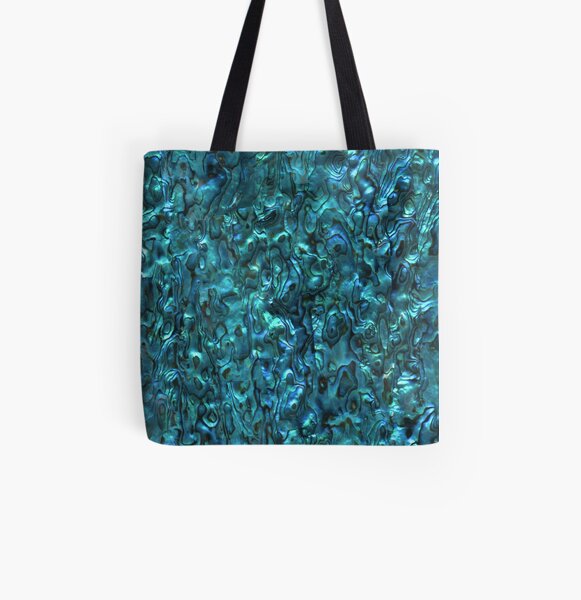 Abalone Shell | Paua Shell | Seashell Patterns | Sea Shells | Cyan Blue Tint | All Over Print Tote Bag