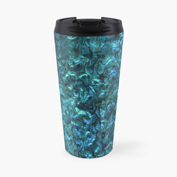 Abalone Shell | Paua Shell | Seashell Patterns | Sea Shells | Cyan Blue Tint | Travel Coffee Mug