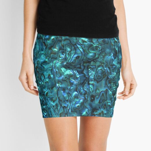 Abalone Shell | Paua Shell | Seashell Patterns | Sea Shells | Cyan Blue Tint | Mini Skirt
