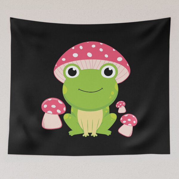 Item preview, cute frog with mushroom hat designed and sold by hieuhieustore.