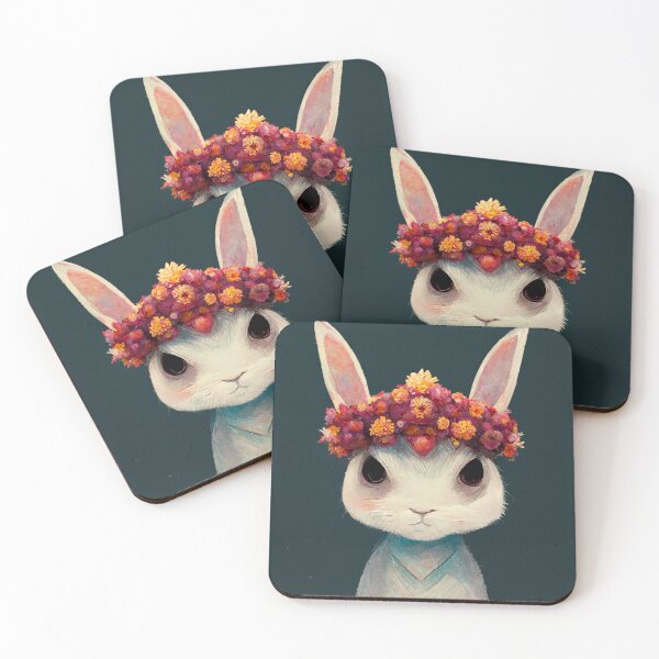 Item preview, Portrait Of A Cute Rabbit Floral Wreath designed and sold by Pet Shelter.