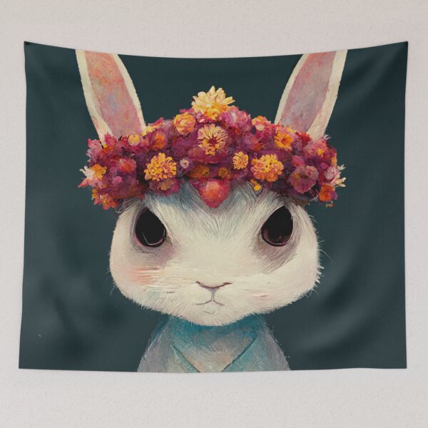 Item preview, Portrait Of A Cute Rabbit Floral Wreath designed and sold by Pet Shelter.