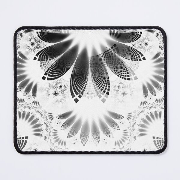 Item preview, Silver Shikoba - Beautiful Black on White Fractal Paisley Forming Feathered Wings designed and sold by San Jaya Prime.
