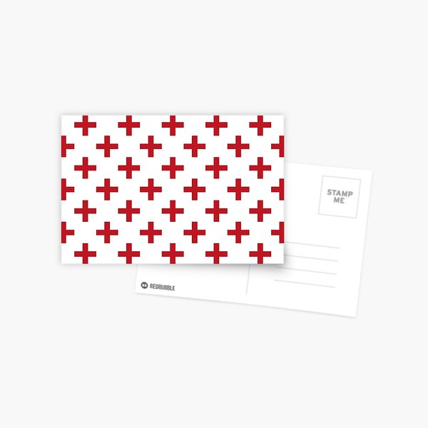 Crosses | Criss Cross | Swiss Cross | Hygge | Scandi | Plus Sign | Red and White | Postcard