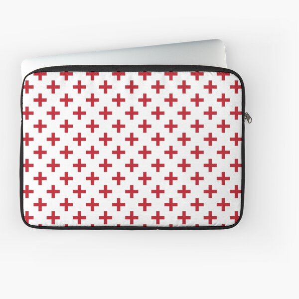 Crosses | Criss Cross | Swiss Cross | Hygge | Scandi | Plus Sign | Red and White | Laptop Sleeve