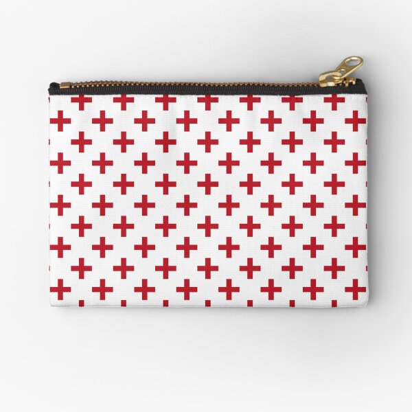 Crosses | Criss Cross | Swiss Cross | Hygge | Scandi | Plus Sign | Red and White | Zipper Pouch