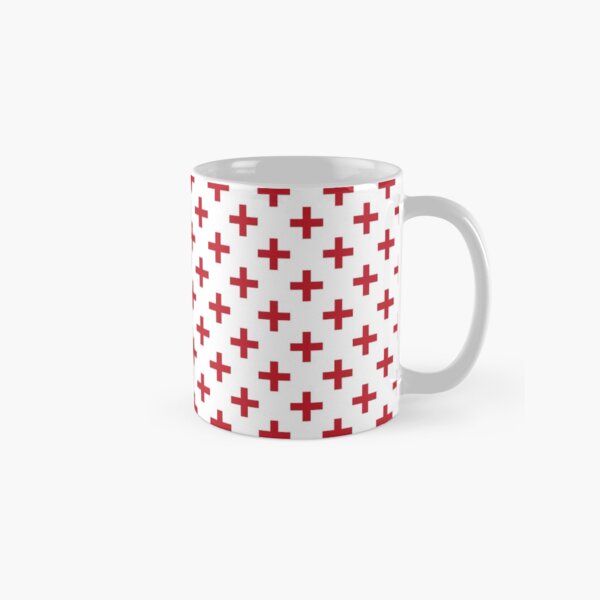 Crosses | Criss Cross | Swiss Cross | Hygge | Scandi | Plus Sign | Red and White | Classic Mug