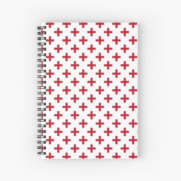 Crosses | Criss Cross | Swiss Cross | Hygge | Scandi | Plus Sign | Red and White | Spiral Notebook