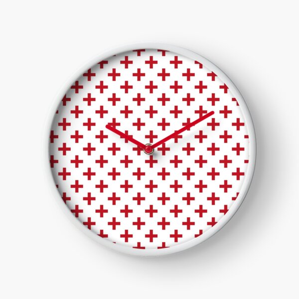 Crosses | Criss Cross | Swiss Cross | Hygge | Scandi | Plus Sign | Red and White | Clock