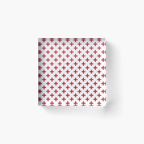 Crosses | Criss Cross | Swiss Cross | Hygge | Scandi | Plus Sign | Red and White | Acrylic Block