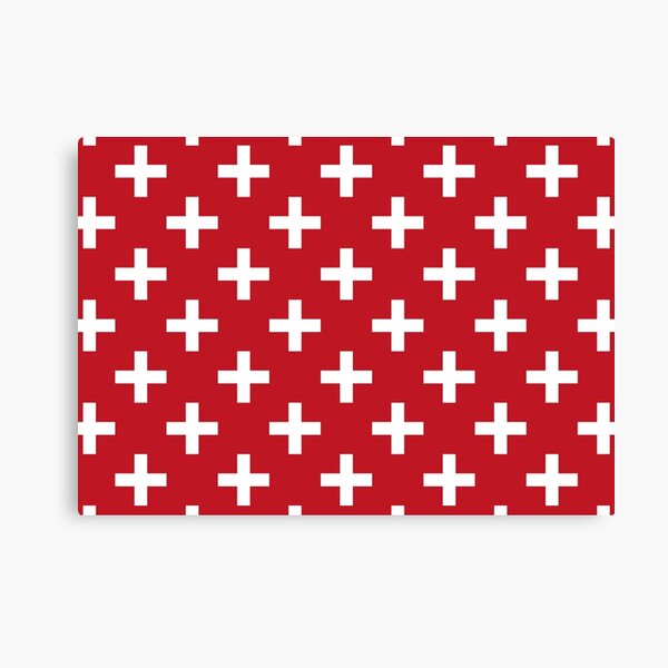 Crosses | Criss Cross | Swiss Cross | Hygge | Scandi | Plus Sign | Red and White | Canvas Print