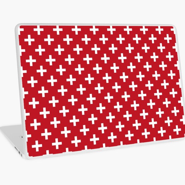 Crosses | Criss Cross | Swiss Cross | Hygge | Scandi | Plus Sign | Red and White | Laptop Skin