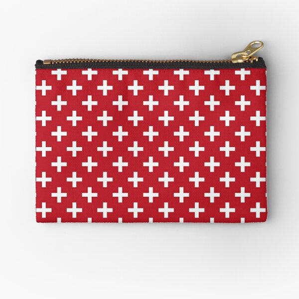 Crosses | Criss Cross | Swiss Cross | Hygge | Scandi | Plus Sign | Red and White |  Zipper Pouch