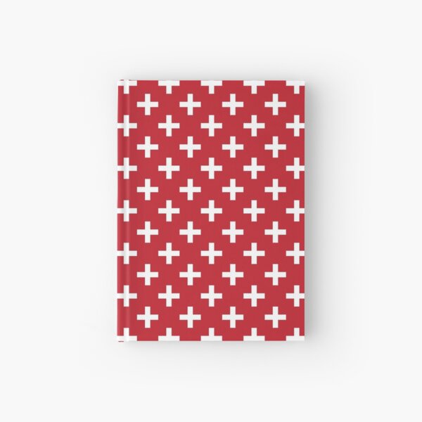 Crosses | Criss Cross | Swiss Cross | Hygge | Scandi | Plus Sign | Red and White | Hardcover Journal