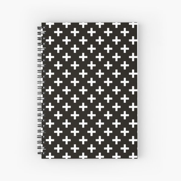 Crosses | Criss Cross | Swiss Cross | Hygge | Scandi | Plus Sign | Black and White | Spiral Notebook