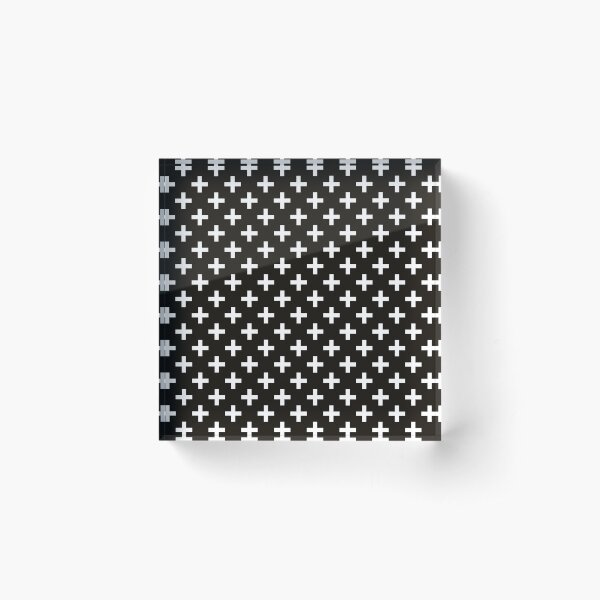 Crosses | Criss Cross | Swiss Cross | Hygge | Scandi | Plus Sign | Black and White | Acrylic Block