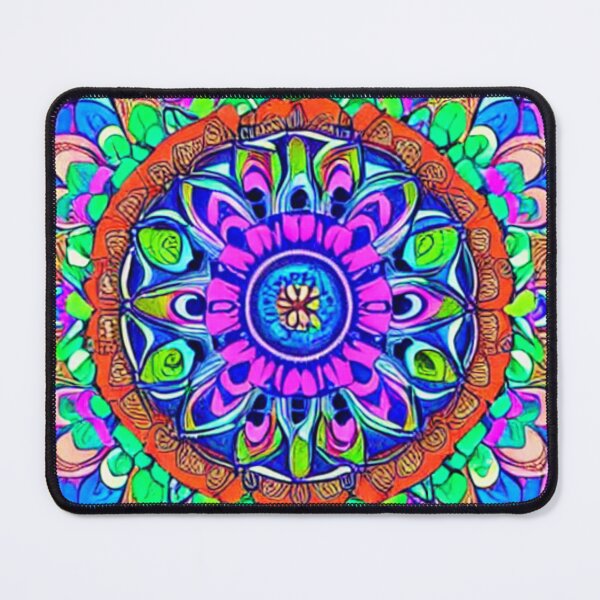 Artikelvorschau, Buntes Kreis-Mandala mit rotem Ring entworfen und verkauft von MandolynDesigns.