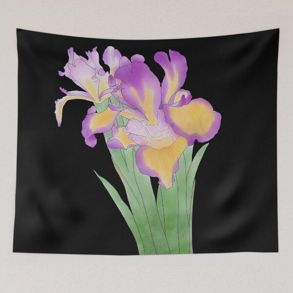 Item preview, Iris Flowers with Black Background designed and sold by Mina Sakatani.