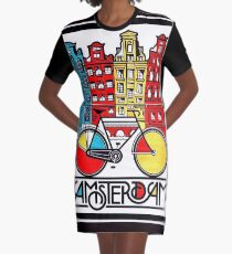 AMSTERDAM : Vintage Bicycle Advertising Print Graphic T-Shirt Dress